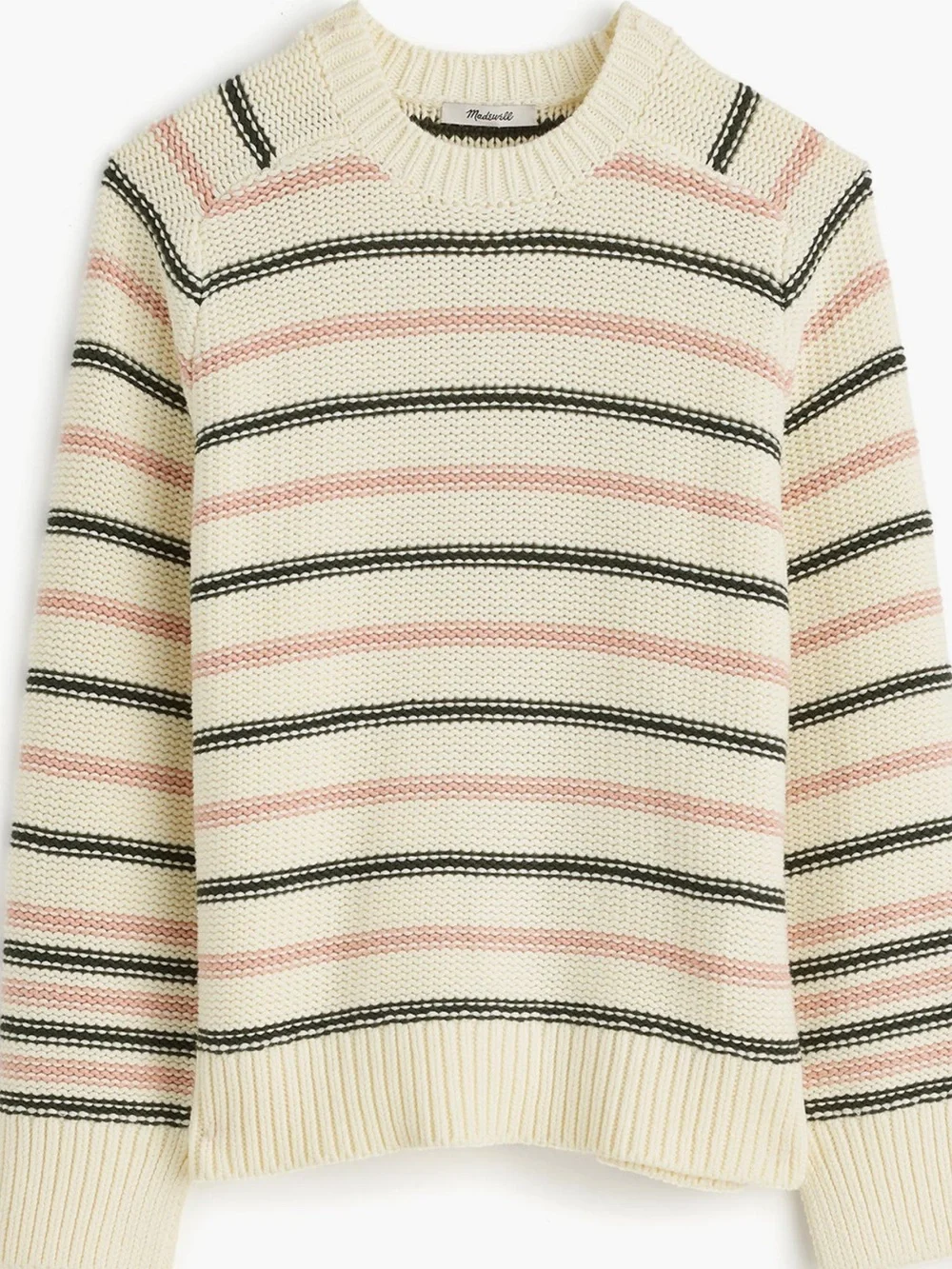 Madewell ✨ Crewneck Striped Cotton Sweater in Dark Loden Stripe
